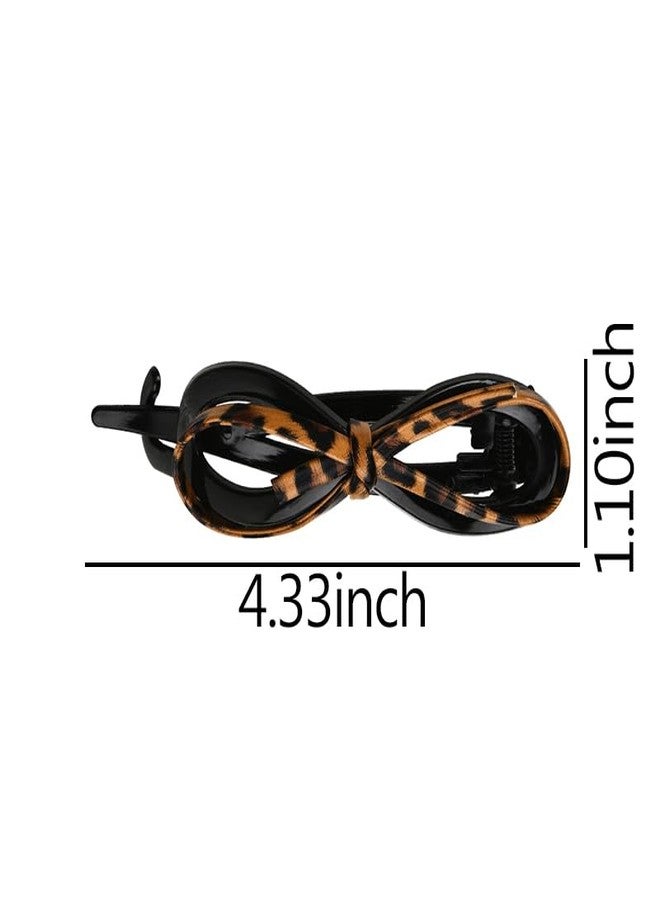 Sisadodo Flat Hair Clips Barrettes for Women Leopard Twist Hair Bow Clip for Long Hair Non Slip Ponytail Holder for Girls Bow Hair Clip Claw for Thick Thin Hair Elegant Hair Accessories Decorations for Women - Image 2